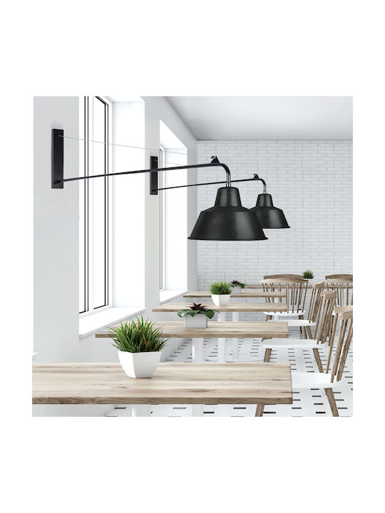 Zambelis Lights Винтидж Осветително тяло За стена с фасунга E27 Черно 25x55x25см.