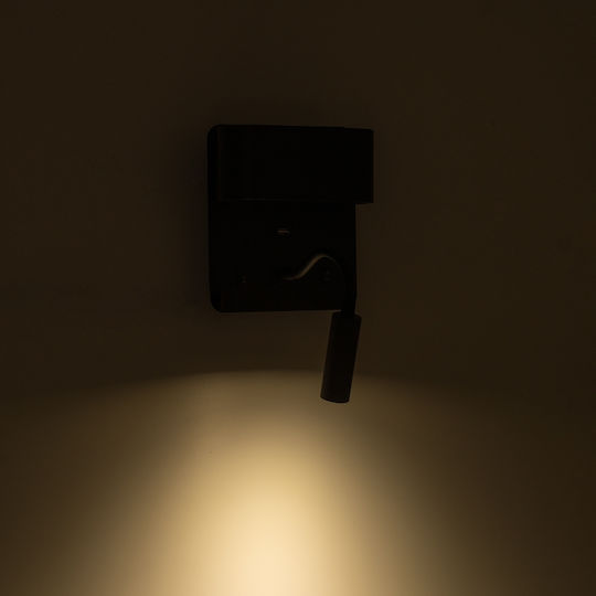 GloboStar Ibis Modern Lamp Wall with Integrated LED and Natural White Light Black 10x18cm