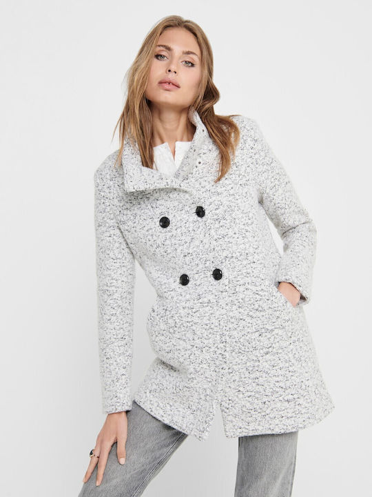 Wolle Damen Weiß Mantel mit Knöpfen