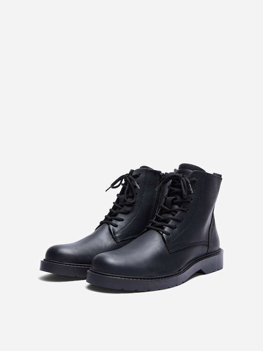 Selected Men's Leather Boots Black