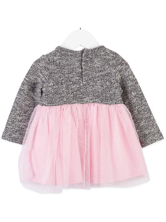 Losan Kids Dress Set with Tights Tulle Long Sleeve Pink