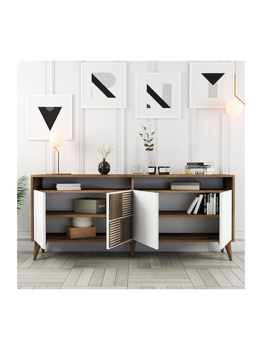 Wooden Sideboard Walnut White 180x35x78.6cm