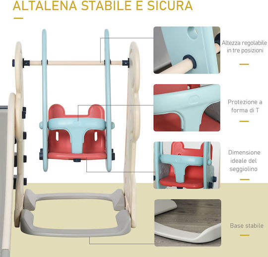 HomCom Loc De Joacă Set Cu Coș De Baschet, Leagăn Și Tobogan Multicolor Pentru 3+ Ani