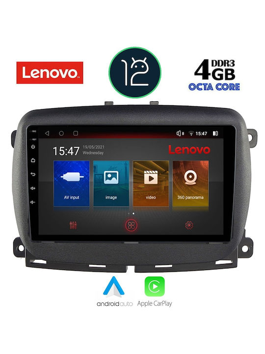 Lenovo Sistem Audio Auto pentru Fiat 500 2016+ (Bluetooth/USB/AUX/WiFi/GPS/Partitură) cu Ecran Tactil 9"