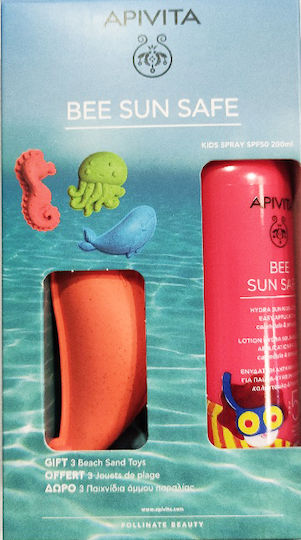 Apivita Bee Sun Safe Waterproof Kids Sunscreen Spray for Face & Body SPF50 200ml with 3 Beach Sand Games