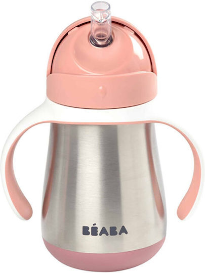 Beaba Căniță pentru copii cu Mânere și Pai din Metal Roz 250ml pentru 8m+m+