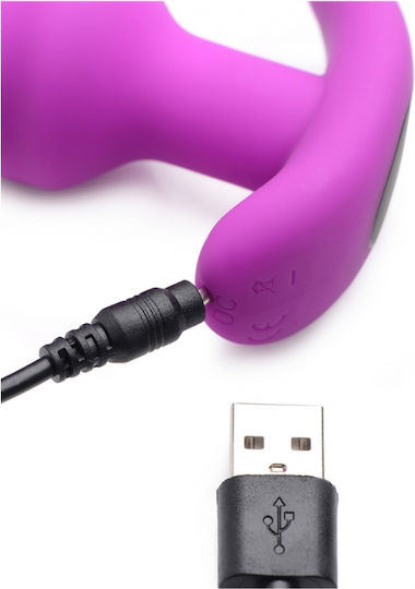 XR Bang 21X Vibrating Silicone Swirl Plug with Remote Anal Vibrator with Wireless Functionality Purple