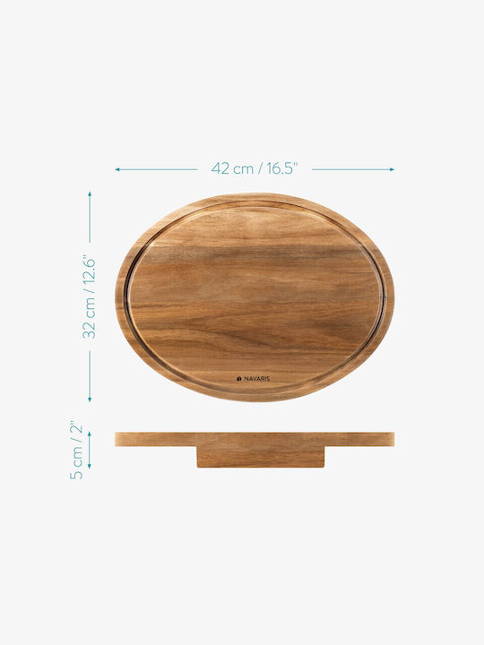 Navaris Wooden Pizza Serving Platter 42x32x3cm