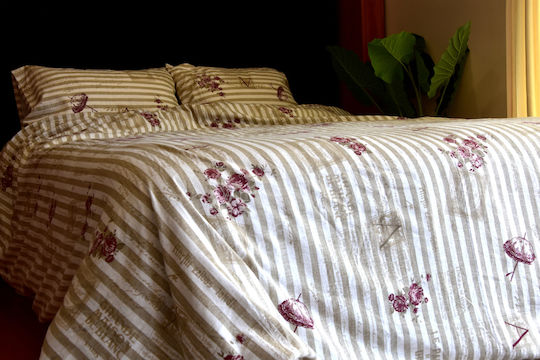 Decotelia Set Single 165x245 Ecru / Wine