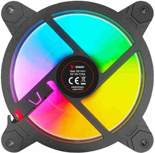 Savio FAN-01 Case Fan 120mm (1200rpm) με ARGB Φωτισμό και Σύνδεση 6-Pin 4τμχ