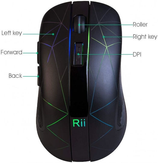 Riitek Rii RM200 Ασύρματο Gaming Ποντίκι Μαύρο