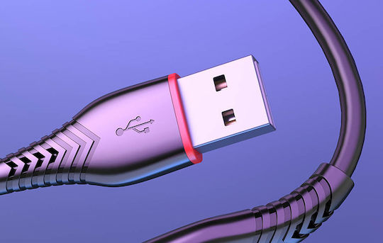 Vipfan Vipfan Anti Break X01 USB 2.0 Cable USB-C male - USB-A Μαύρο 1m