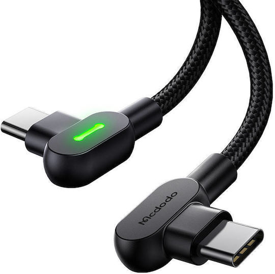 Mcdodo CA-8081 Ъгъл (90°) Плетен USB 2.0 Кабел USB-C Мъжки - USB-C 60W Захранване (PD) Черен 2м CA-8081