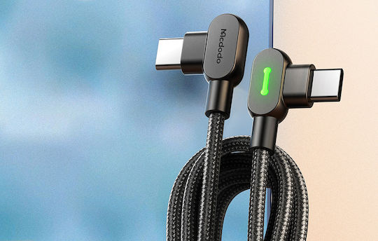 Mcdodo CA-8081 Ъгъл (90°) Плетен USB 2.0 Кабел USB-C Мъжки - USB-C 60W Захранване (PD) Черен 2м CA-8081