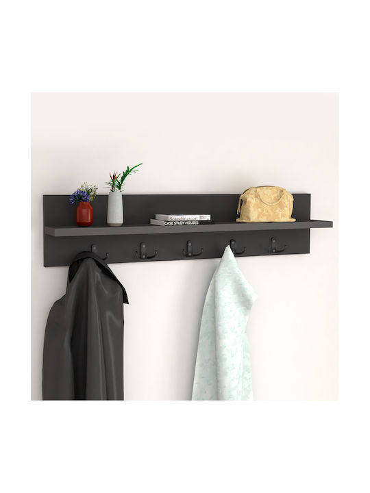 Megapap Wooden Wall Hanger Kery with 10 Slots Charcoal 80x18x11cm 1pc