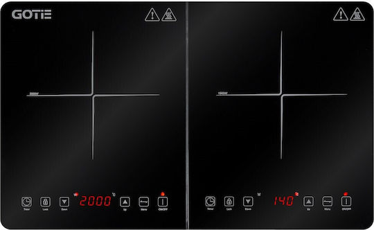 Gotie GPI-200 Induction Countertop Double Burner Black