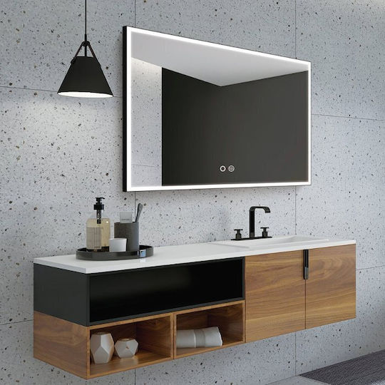 Imex Suiza Правоъгълена Банско Огледало LED 60x80см Черен