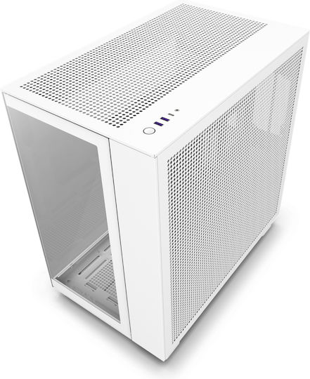 NZXT H9 Flow Gaming Midi Tower Κουτί Υπολογιστή με Πλαϊνό Παράθυρο Λευκό