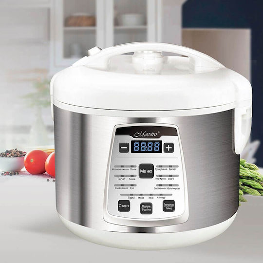 Maestro Πολυμάγειρας 860W με Χωρητικότητα 5lt Ασημί