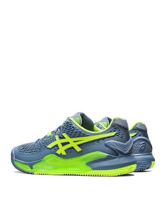 ASICS Gel-Resolution 9 Clay Ανδρικά Παπούτσια Τένις για Χωμάτινα Γήπεδα Steel Blue / Hazard Green