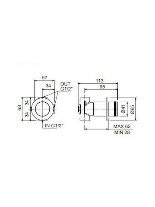 La Torre New Tech Combiner Încorporat pentru Duș 2 ieșiri Bronze Brushed