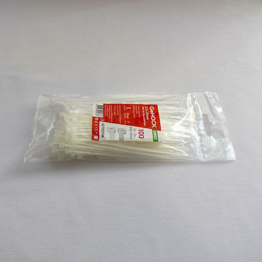 GeHock Δεματικά Καλωδίων Πλαστικά 120mmx2.5mm σε Λευκό χρώμα (100τμχ) (025120)