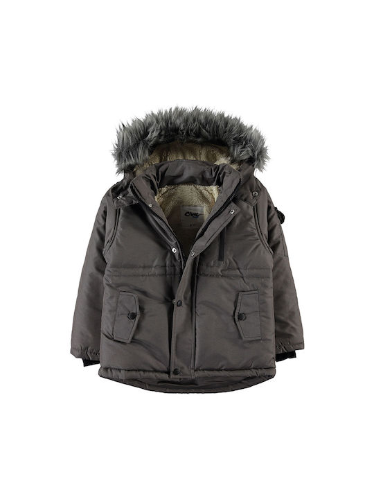 Boys' jacket with hood and grey lining for boys