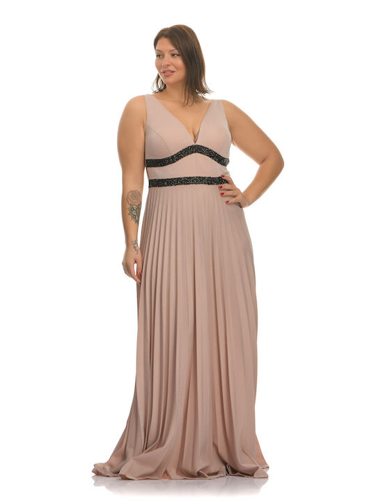 Maxi pleated dress, crystallized