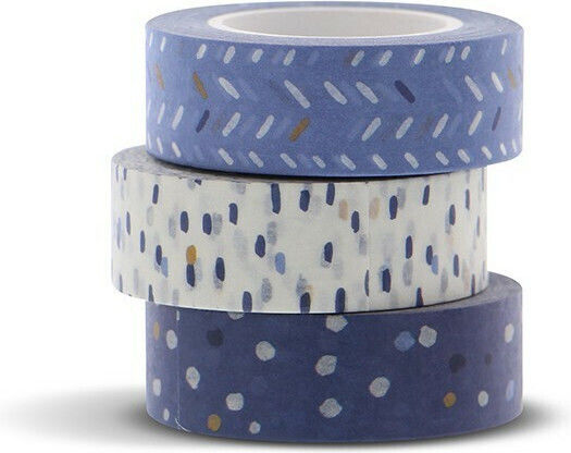 Filofax Banda Adezivă Decorativă Washi Indigo 3 Bucăți Washi Tape