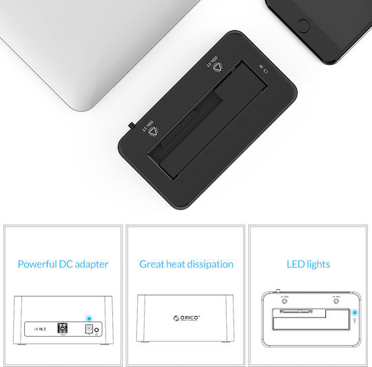 Orico Hard Drive Docking Station SATA 2.5" / 3.5" with Connection USB 3.0 (6619US3-V1-BK)