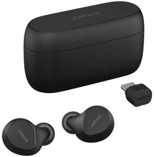 Jabra Evolve2 USB-A UC - Wireless Charging Pad In-Ear Bluetooth-Freisprecheinrichtung Kopfhörer mit Ladeetui Schwarz