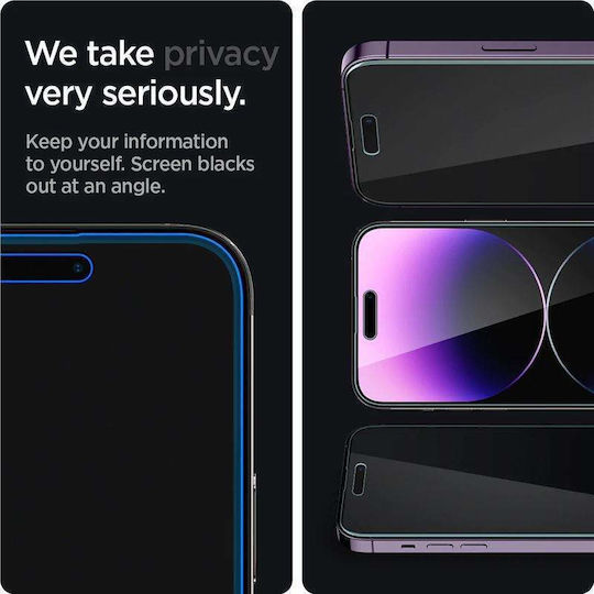 Spigen EZ FIT GLAS.tR Privacy Full Face Tempered Glass 2τμχ (iPhone 14 Pro)