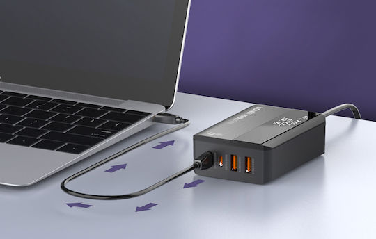 Ldnio Charging Stand with 2 USB-A Ports and 2 USB-C Ports 65W Power Delivery in Black color (A4808Q)