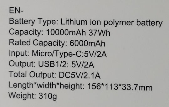 Borofone DBT07 Lighting Power Bank 10000mAh mit 2 USB-A Anschlüssen Weiß