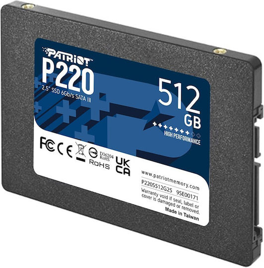 Patriot P220 SSD 512GB 2.5'' Type with SATA III Connection P220S512G25