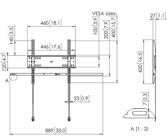 Vogel's 7045000 Βάση Τηλεόρασης Τοίχου έως 55" και 50kg