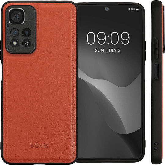 Kalibri Задна корица Кожа / Силикон Оранжев (Redmi Note 11 Pro+ 5G)