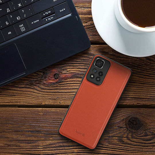 Kalibri Задна корица Кожа / Силикон Оранжев (Redmi Note 11 Pro+ 5G)