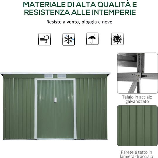 Depozit Metalic De Grădină Verde Deschis Rezistent La Vânt L2.8xl1.3xh1.72m
