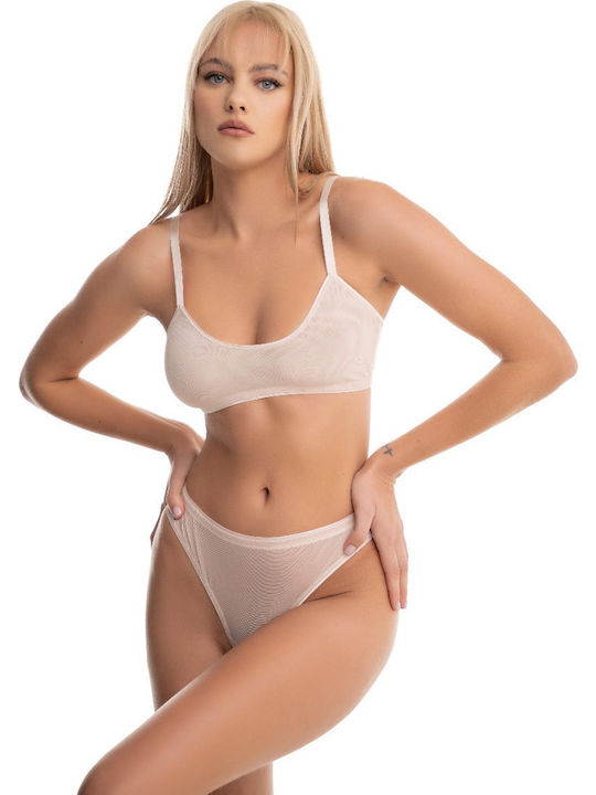Norddiva Lingerie Unterwäsche-Set für Damen Sport-BH mit Brasilien Nude Tiffani