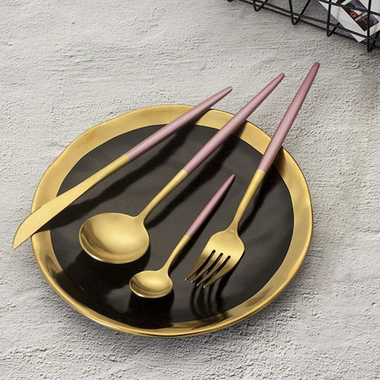 Inart Сет ножове и вилице Неръждаеми Розов 30бр
