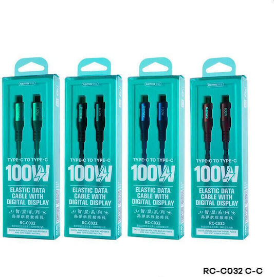 Remax RC-C032 Zisee Cablu USB 2.0 LED USB-C Masculin - USB-C Roșu 1.2m