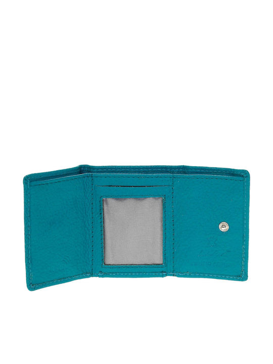 Klein Leder Damen Geldbörse Klassisch mit RFID Turquoise