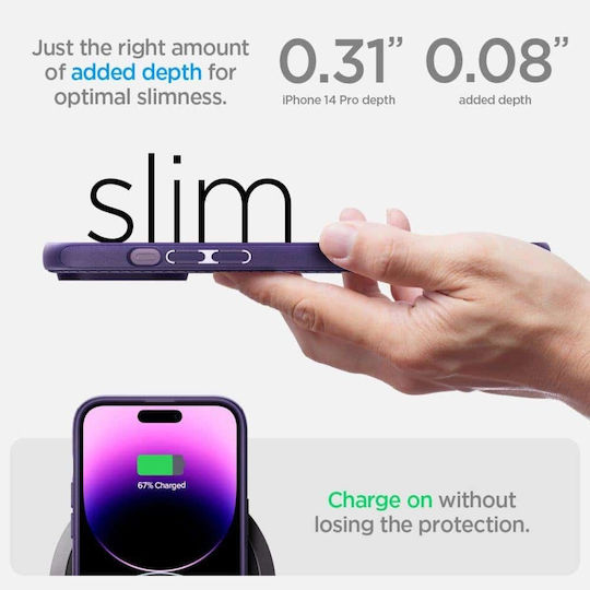 Spigen Mag Armor (MagFit) Umschlag Rückseite Silikon Lila (iPhone 14 Pro Max)