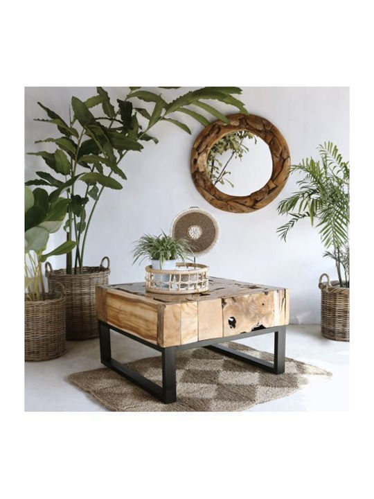 Square Solid Wood Coffee Table Natural L80xW80xH48cm