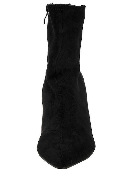 Suede Women's Ankle Boots with Medium Heel Black