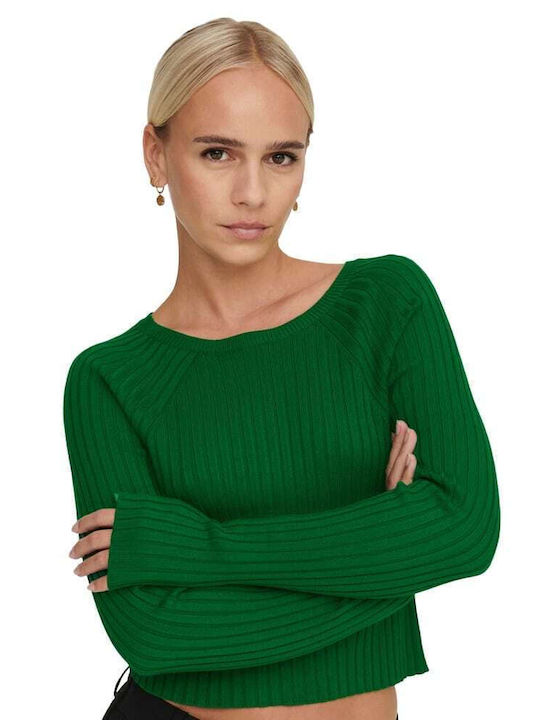 Meddi Women's Long Sleeve Crop Sweater Green