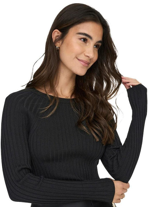 Meddi Women's Crop Top Long Sleeve Black