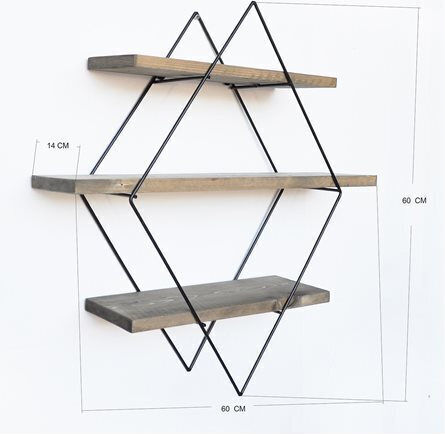 Wandregal Karydi / Schwarz 60x14x60cm