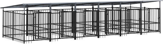 vidaXL Metallisches Hundepark 588x198x128cm Schwarz